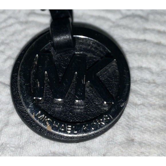Michael Kors Silver And Black Leather Bag Charm, Preowned Clip - Picture 3 of 5